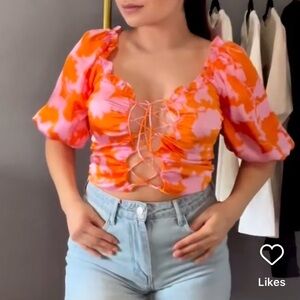 pink and orange crop top